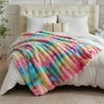 thumbnail image 6 of Queen Size Faux Fur Blanket Rainbow - Big Bubble Rabbit Fluff Blanket for Bed, Large Fluffy Fuzzy Cozy Blanket, Thick Furry Plush Shaggy Blankets, 90x90 Inches, 6 of 7