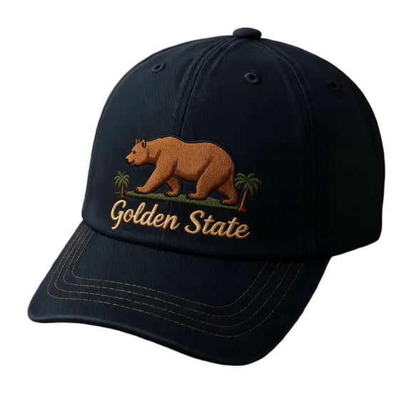 A Navy Style Baseball Cap Printed California Golden Bear Themed Baseball Cap Cotton Cap With Printed Design For Daily Wear