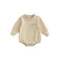 thumbnail image 1 of Fortune Unisex Baby Sweatshirt Rompers Infant Solid Color Long Sleeve Jumpsuit 0-2Y, 1 of 5