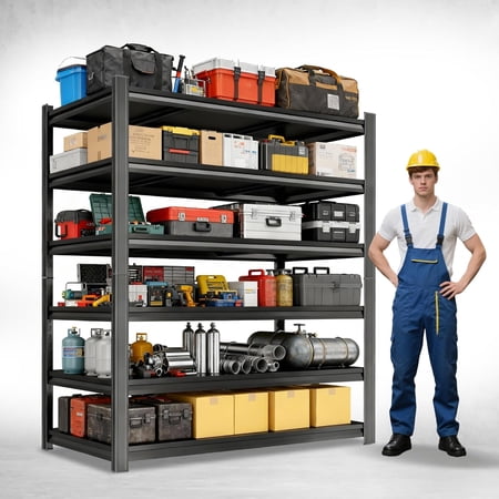 6-Tier Garage Shelving - 3000 lbs Capacity Metal Shelves, Heavy Duty Adjustable Shelf, 82x45.28x20 Inches