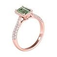 thumbnail image 3 of Rings for Women 3.46 Carat Diamond and Emerald Shaped Green Amethyst Ring pave 10K Rose Gold, 3 of 5