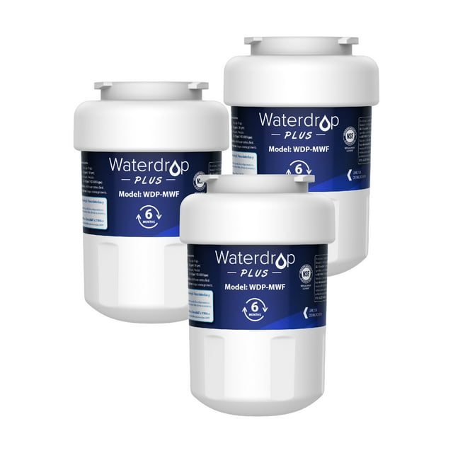 Waterdrop NSF 401&53&42 Certified Refrigerator Water Filter, Replacement for GE® MWF, MWFP, MWFA, GWF, GWFA, SmartWater, Kenmore 9991, 46-9991, 469991, 3 Pack