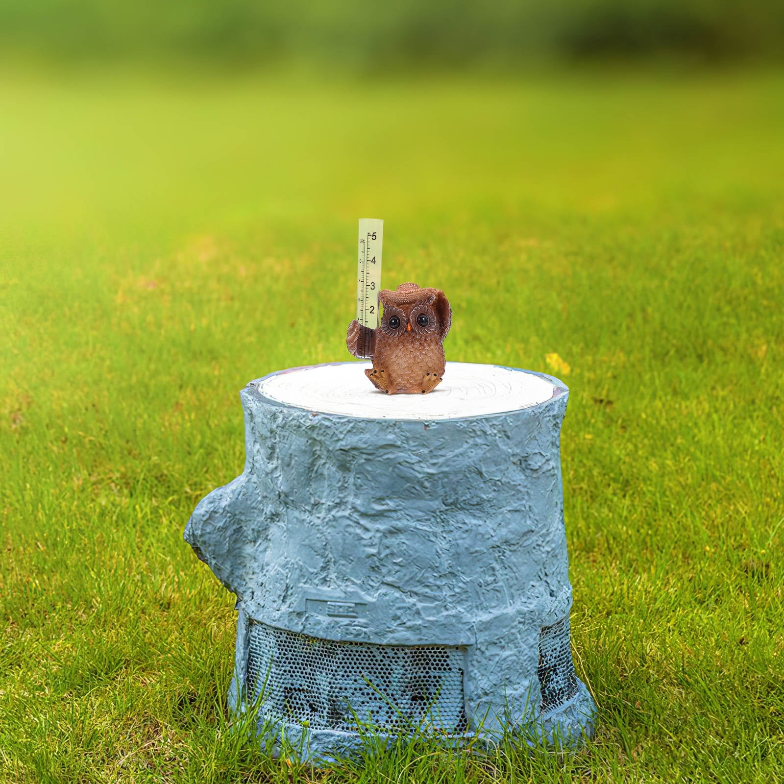 OUNONA 8.5 Inch Multi-Color Cartoon Owl Rain Gauge for Outdoor Use, Accurate Weather Measurement Tool