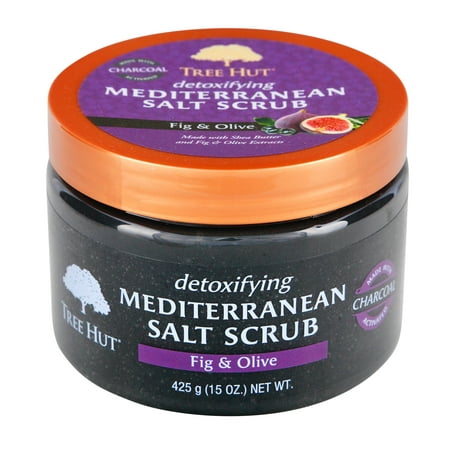 Tree Hut Detoxifying Mediterranean Salt Scrub Fig & Olive, 15oz, Ultra Hydrating and Exfoliating Scrub for Nourishing Essential Body (Best Sea Salt Scrub)