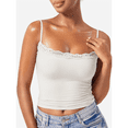 thumbnail image 1 of Camisola Básica de Encaje para Mujer, Cuello Cuadrado, Sin Mangas, Tirantes Finos Crema S, 1 of 6