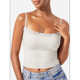 thumbnail image 1 of Camisola Básica de Encaje para Mujer, Cuello Cuadrado, Sin Mangas, Tirantes Finos Crema S, 1 of 6