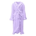 thumbnail image 4 of VNKIDY Women Robes Solid Color Casual Plush Robe Long Sleeve Thermal Bathrobe Elegant Sleepwear With Pockets Housecoat For Home Comfort Classic Robes, 4 of 5