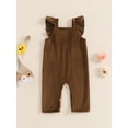 thumbnail image 4 of Suealasg Baby Girls Corduroy Overalls Clothes 6 12 18 24 Months Infant Girl Sleeveless Square Neck Full Length Romper Newborn Fall One Piece Jumpsuit, 4 of 7