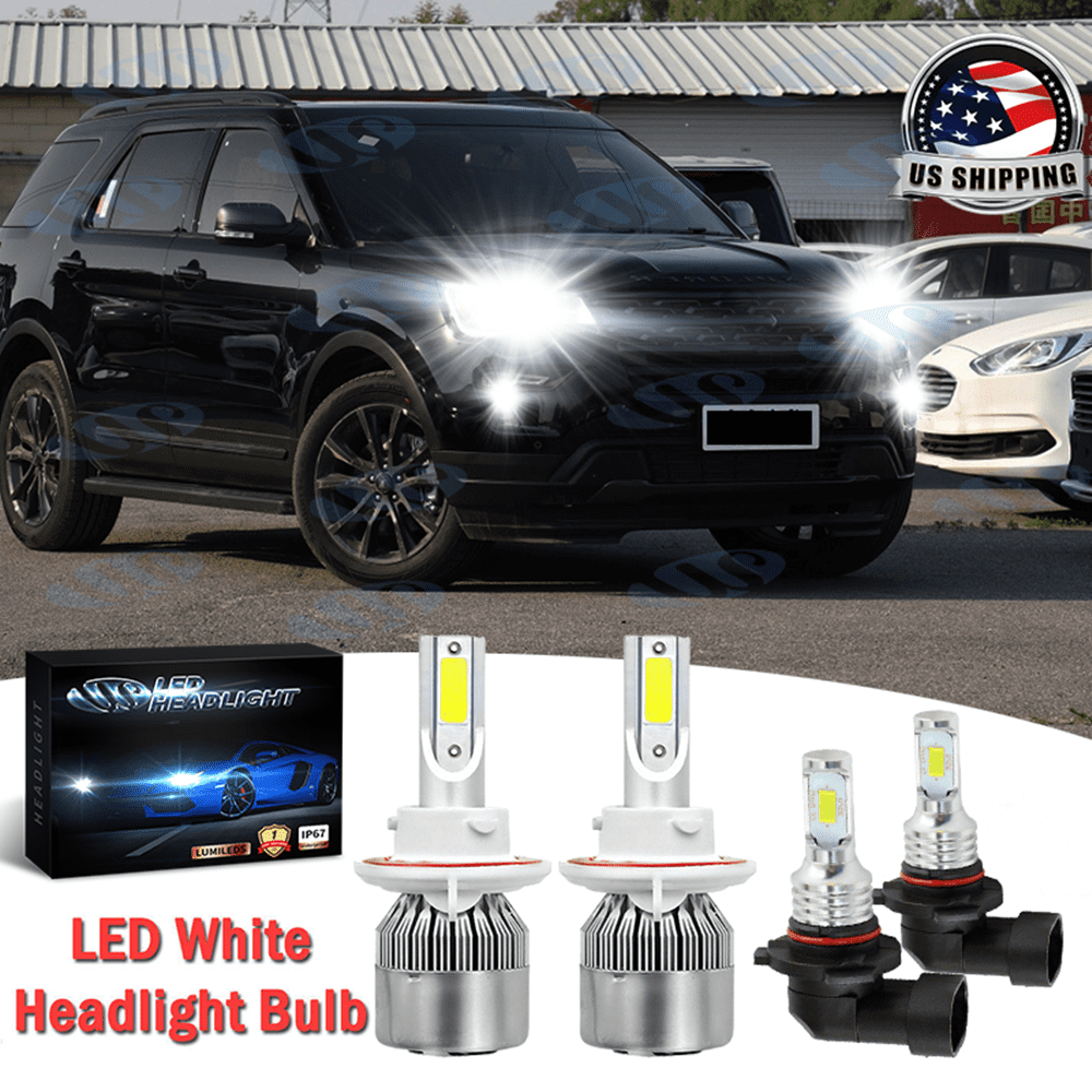 LED Headlight + Fog Light Bulbs 6000K For Ford Explorer 2006 2007 2008