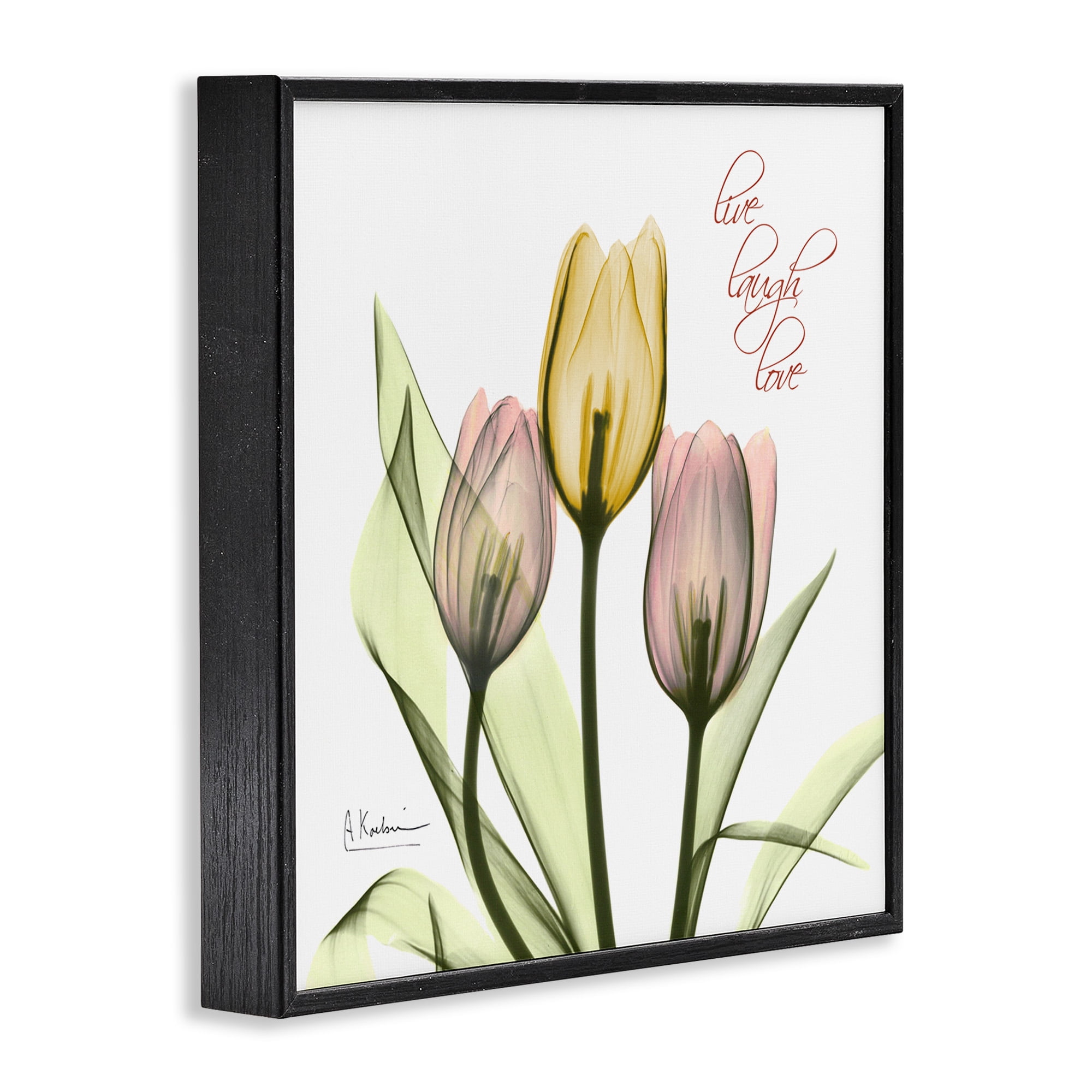 Stupell Industries Live Laugh Love Tulips Typography Photography Black Framed Art Print Wall Art, 24 x 24