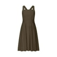 thumbnail image 4 of Ayolanni Women Dresses Plus Halter Brown Cotton Linen Solid Sleeveless Midi Dresses Girls Dresses XL, 4 of 8
