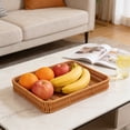 thumbnail image 6 of Woven Baskets Serving Trays with Handles, Plastic Imitation Wicker Bread Basket Rectangular Platters for Fruit, Vegetables, Breakfast, Snacks, Dining Coffee Table, 6 of 6