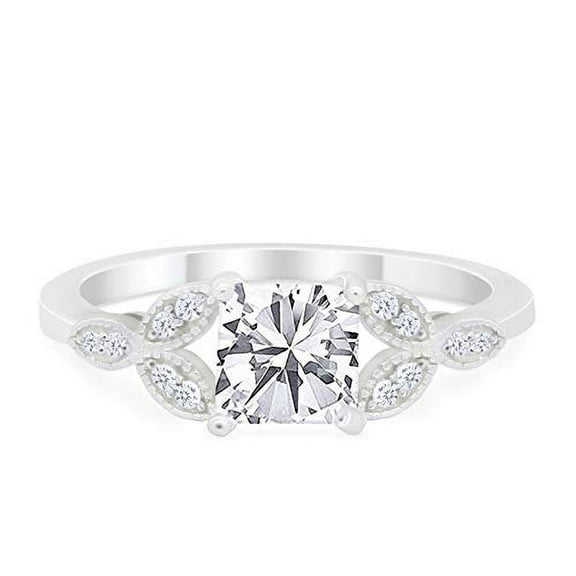 Art Deco Design Ring Princess Cut CZ 925 Sterling Silver Size 5