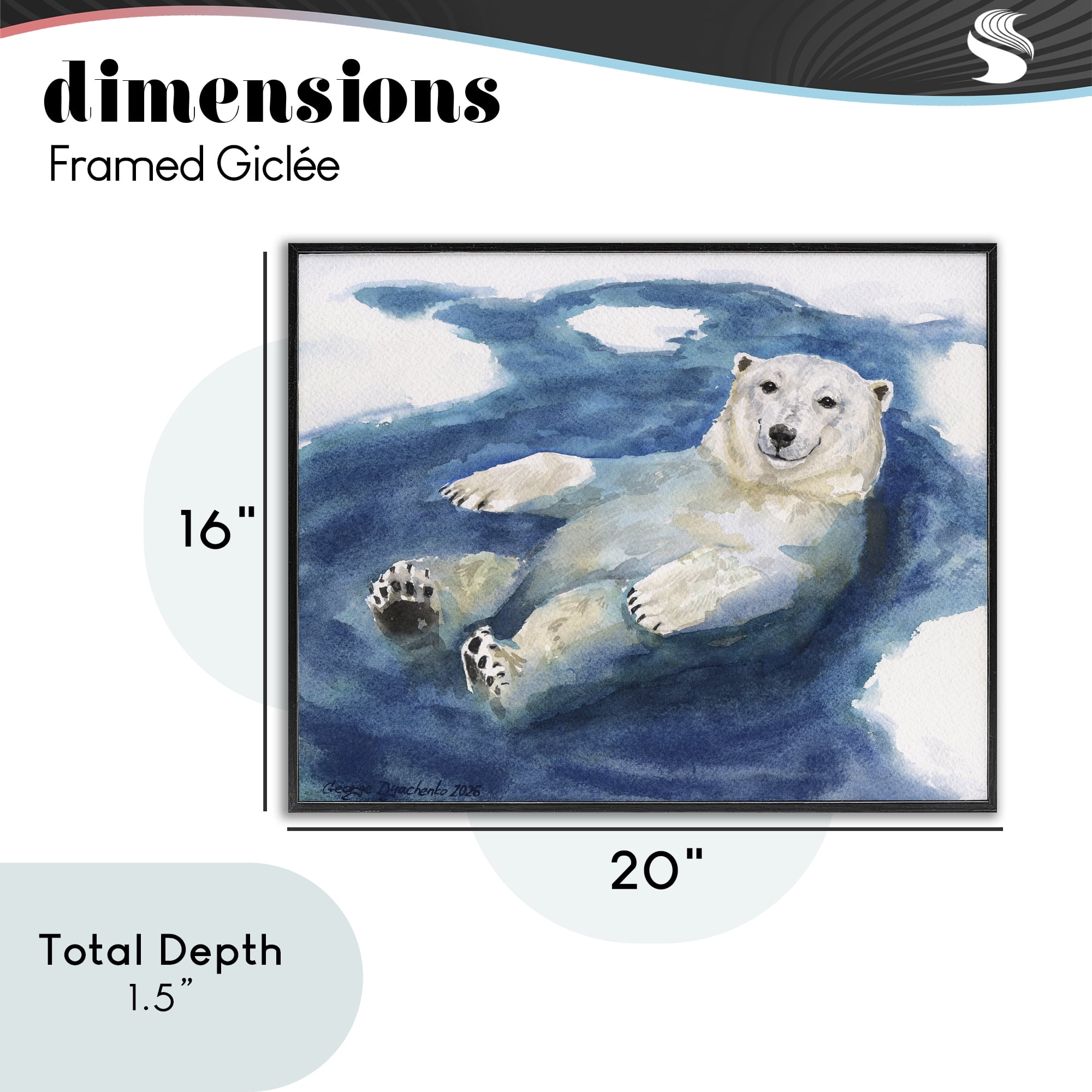 Stupell Industries Polar Bear Icy Bath Time Black Framed Giclee Art, design by George Dyachenko