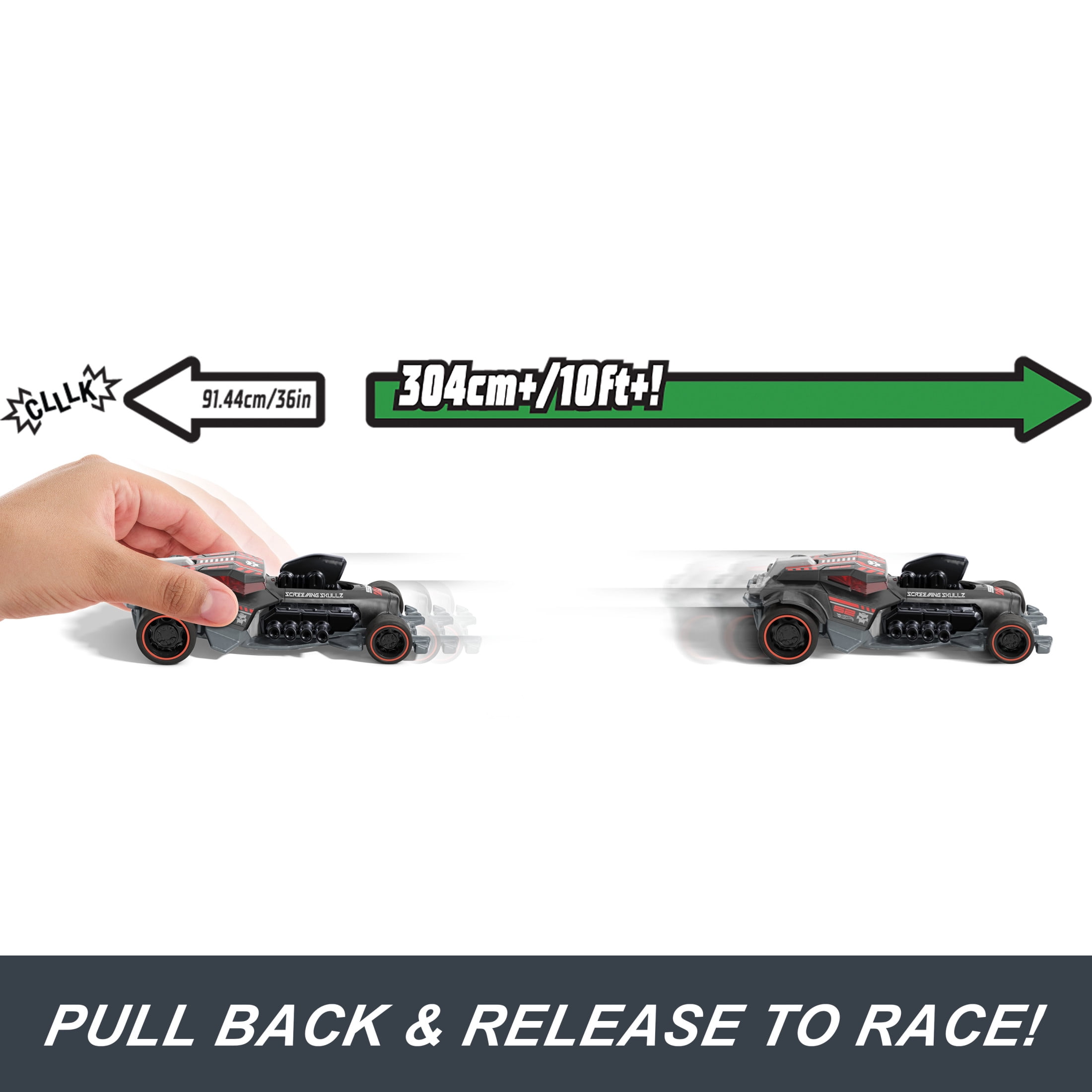 Hot Wheels Pull-Back Speeders Toy Car in 1:43 Scale, Pull Car