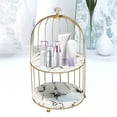 thumbnail image 3 of Organizador de maquillaje con forma de jaula para pájaros, estante para guardar cosméticos, perfumes, pasteles y postres. 2 niveles, 3 of 8