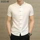 thumbnail image 2 of Camisetas Tops, Ropa De Estilo Chino Traje Tang - Camisa De Manga Corta De Kung Fu para Hombres - Blanco, 2 of 6