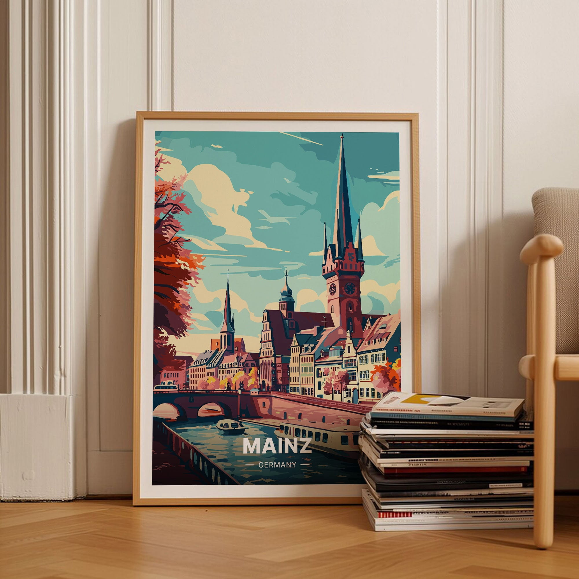 Mainz Germany German Cityscape C20-1387 Decorative Wall Art Poster , Poster Print Only