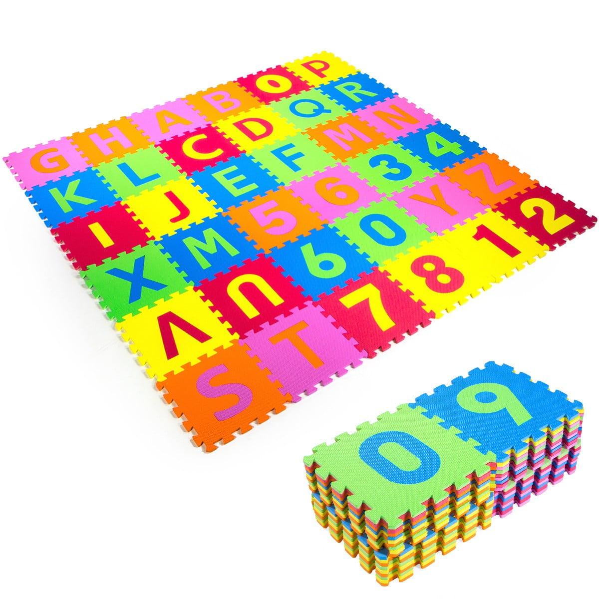 Xtremepowerus 36sq Ft Alphabet Number Mat Kids Puzzle Floor Mat