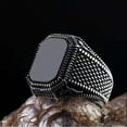 thumbnail image 1 of Anillo de hombre con piedra preciosa de ónix negro grande pulida ER, 1 of 5