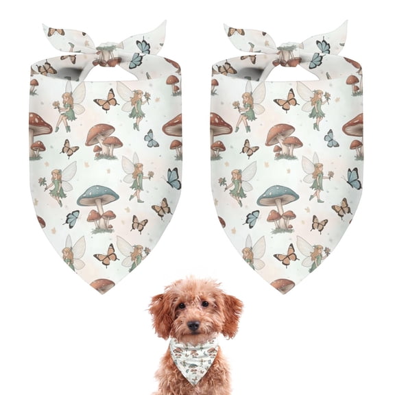Dog Bandana 2 Pack,Mushroom Fairy Princess Pattern Bandanas for Dogs,Cat Bandana,Small/ Large Dog Bandana 2 Size,Dog Bandanas