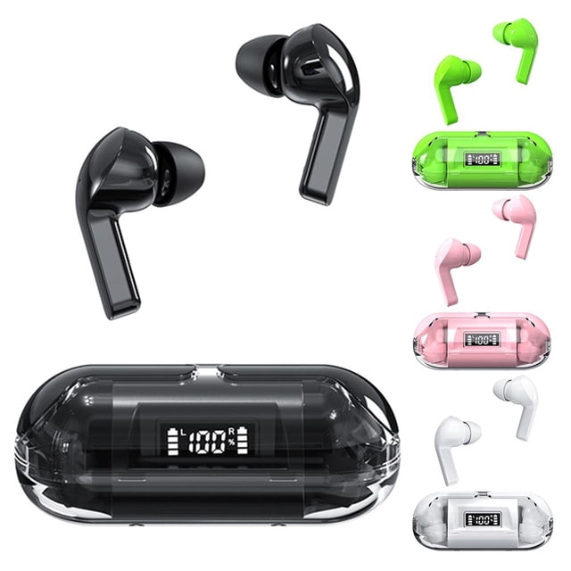 Auricular Space Capsule Transparente Bluetooth-Compatible 5.3 Audífonos (Negro)