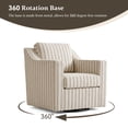 thumbnail image 3 of UIXE Swivel Accent Chairs Set of 2, Comfy Swivel Chair with Deep Seat, Upholstered Club Armchair with 360 Degree Rotation Base, Single Sofa Reading Chair for Living Room, Pinstripe Light Brown, 3 of 6