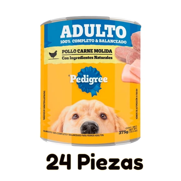 Caja Latas Pedigree Con Carne Molida De Pollo 375 G (24 Pzas)