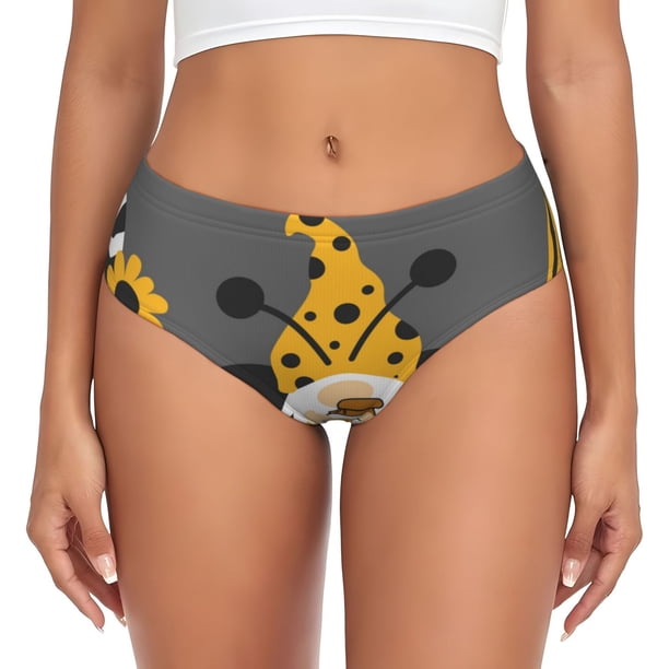 Balery Bee Gnome With Sunflower Ropa Interior de Algodón para Mujer con Dibujo – Braguitas Cómodas y Elásticas, Estilo Clásico-Medium