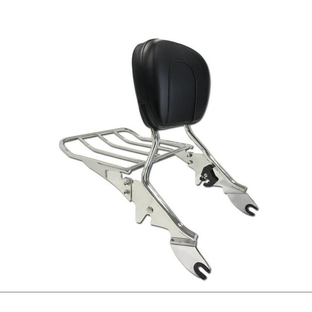 HTT Chrome Detachable Backrest Sissy Bar with Luggage Rack For Harley