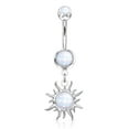 thumbnail image 2 of Belly Button Ring Tribal Sun with Illuminating Stone Center Dangle 14g Sold each, 2 of 3