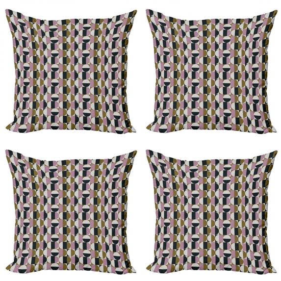 Ambesonne Retro Throw Pillow Cover 4 Pack, Bauhaus Geometric Pattern, 24", Multicolor
