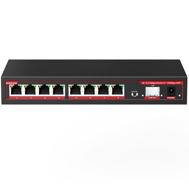 Conmutador Ethernet iEnron de 9 puertos 2.5G con ranura SFP+ de 1x10G