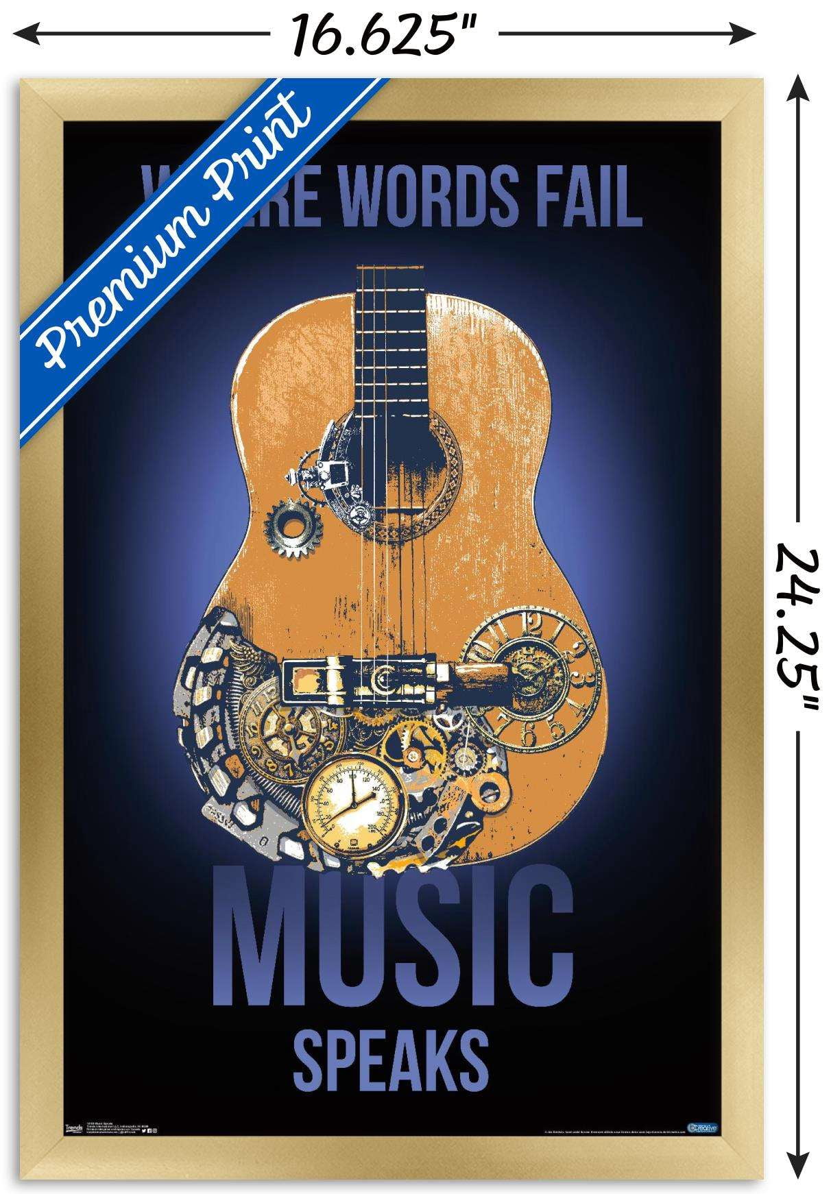 Music Speaks Wall Poster, 14.725" x 22.375", Framed