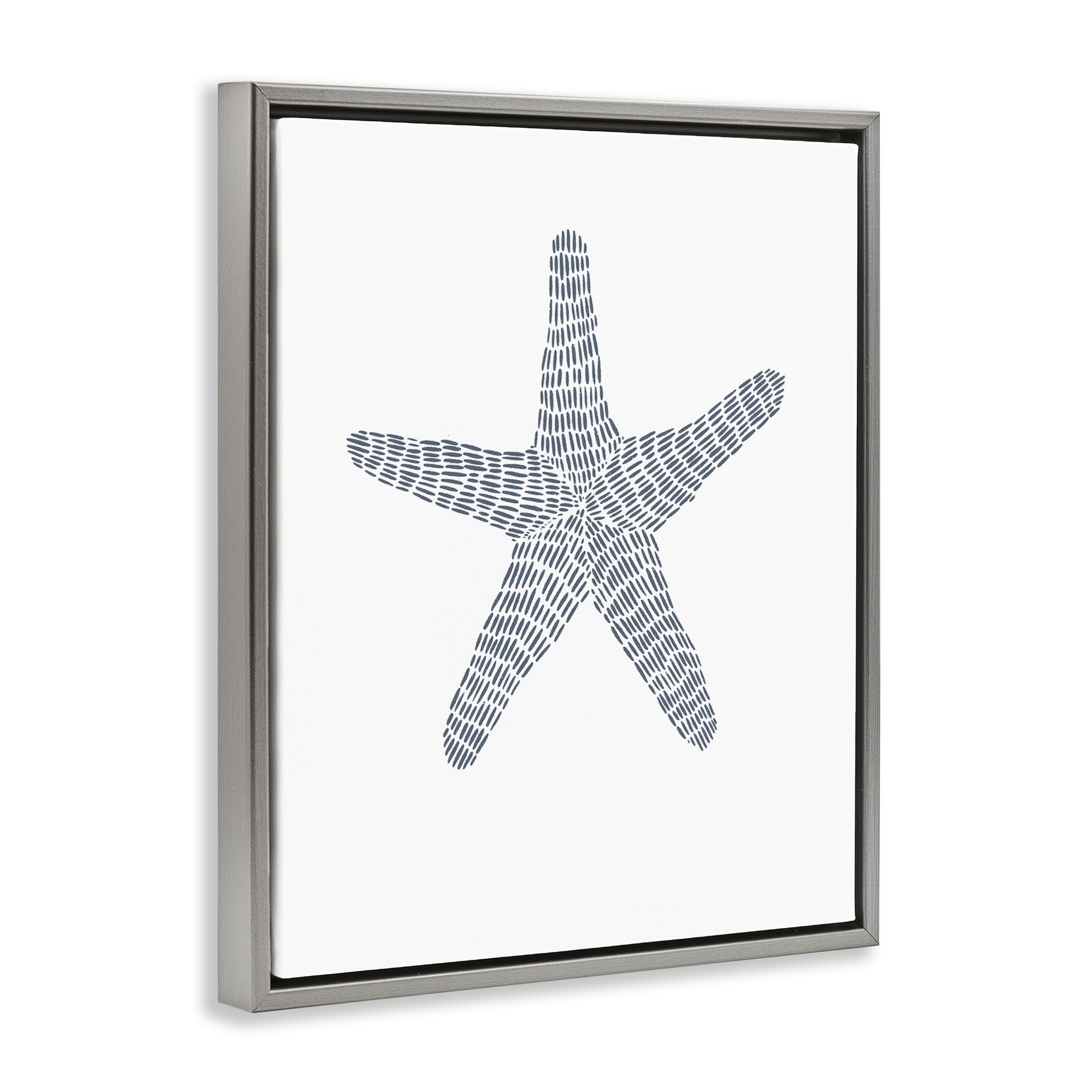 Stupell Industries Minimal Starfish on White Coastal Painting Gray Floater Framed Canvas Art Print Wall Art, 17 x 21