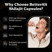 BetterAlt Himalayan Shilajit Capsules – Natural Energy Pills for Stamina & Vitality – 60ct