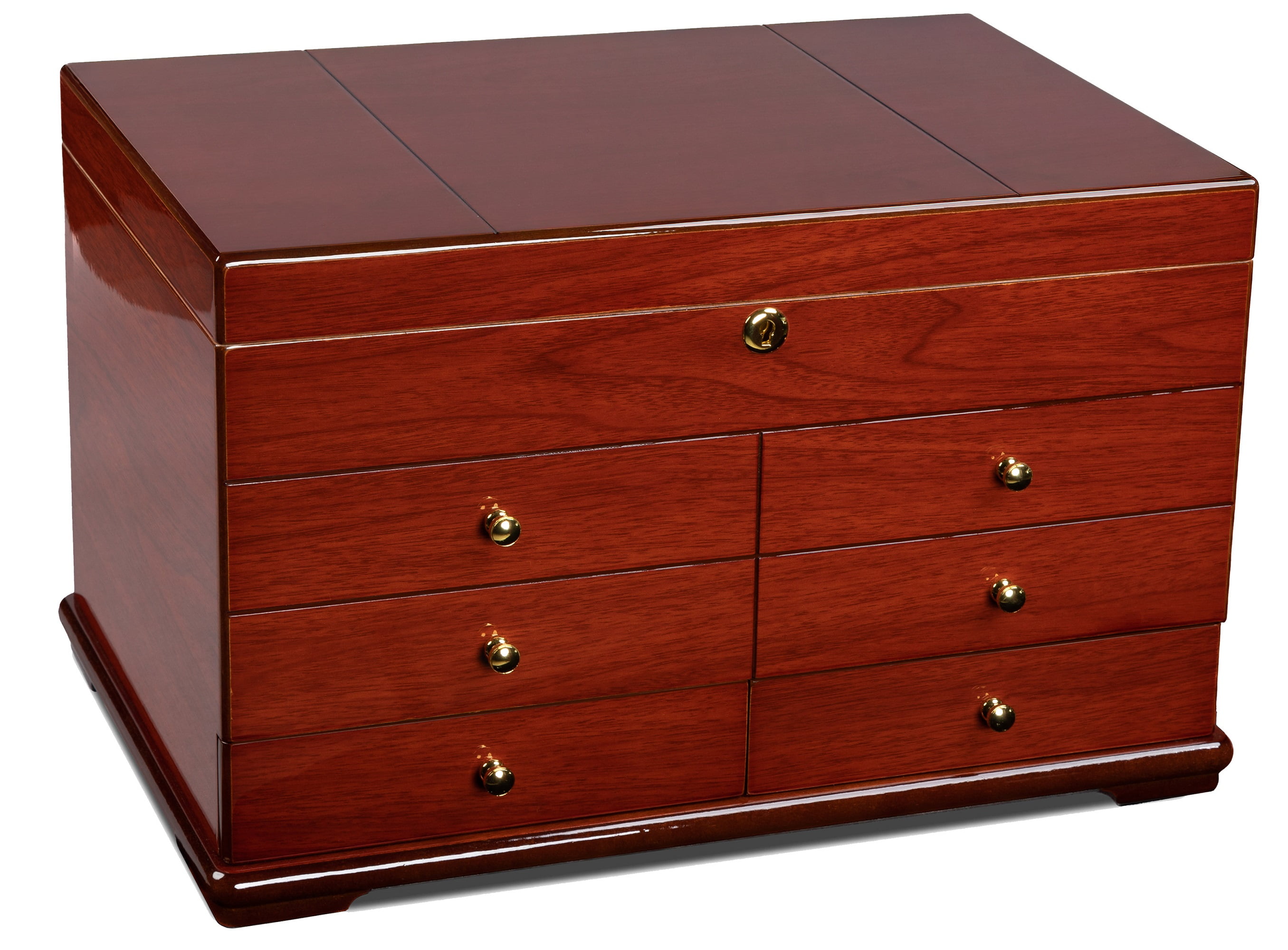 Landmark Desktop Cigar Humidor - High Gloss Cherry Lacquer Finish -Capacity: 300
