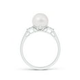thumbnail image 2 of ANGARA Japanese Akoya Cultured Pearl Ring with Cluster Diamonds in 14K White Gold for Women | June Birthstone, Birthday, Anniversary, Jewelry Gift for Women | Pearl Ring, 2 of 8