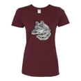 thumbnail image 2 of Black and White Mosaic Retro Snow Wolf Animal Lover Womens Graphic T-Shirt, Maroon, X-Large, 2 of 4