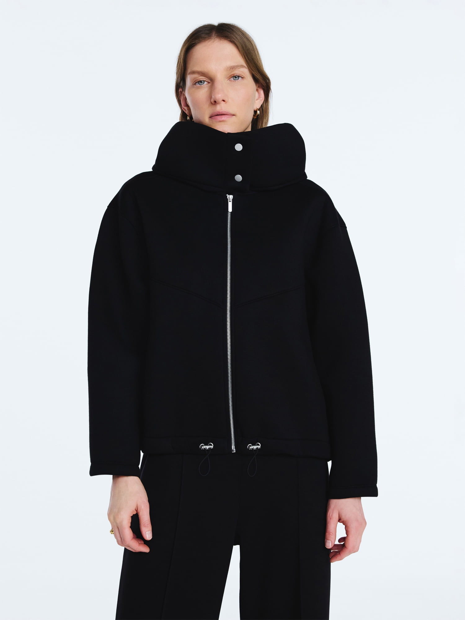 Scoop Women's and Women's Plus Neoprene Fleece Oversized Jacket with Hood, Sizes XS-4X