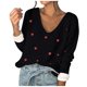 thumbnail image 1 of Gibobby Suéter de invierno para mujer, Suéteres de manga larga con cuello en V para mujer, suéter de punto de cachemira(Negro,M), 1 of 5