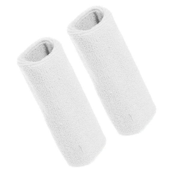 Unique Bargains 1 Pair Sweat Absorbing Wrist Sweatbands Athletic Cotton Yarn Latex White 8x15cm