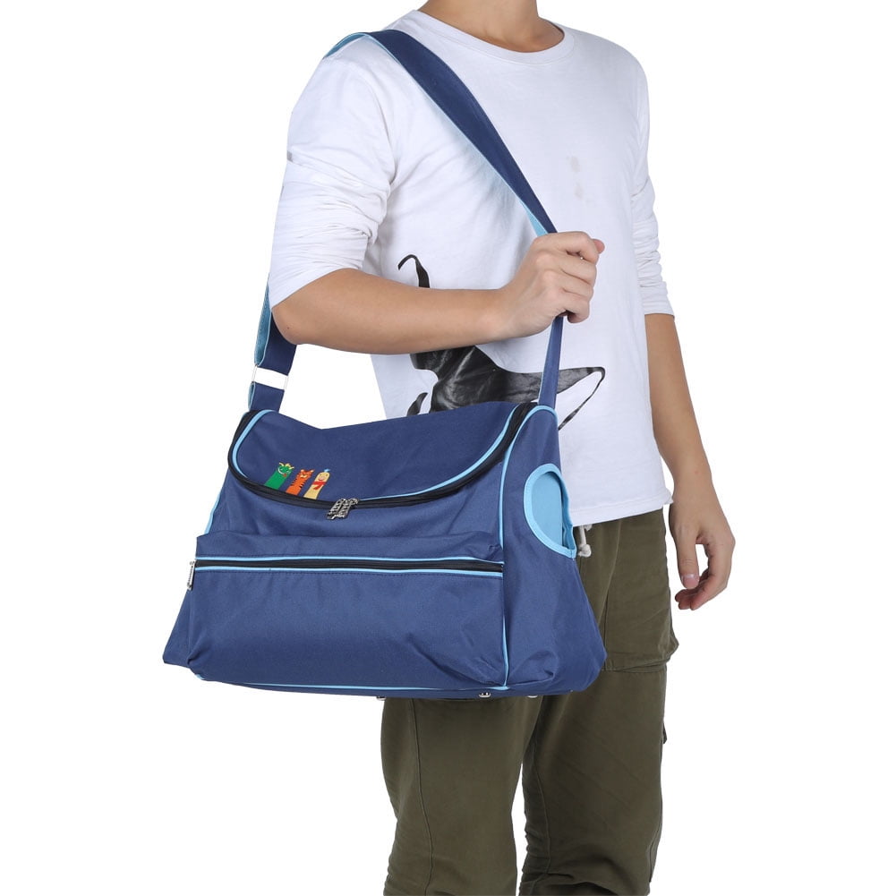 BIMZUC Large Capacity Baby Stroller Organizer Hanging Storage Bag with Insulated Cup Holder, Waterproof Diaper Bag Stroller Accessory, Navy Blue (16.5 inches / 42 cm)
