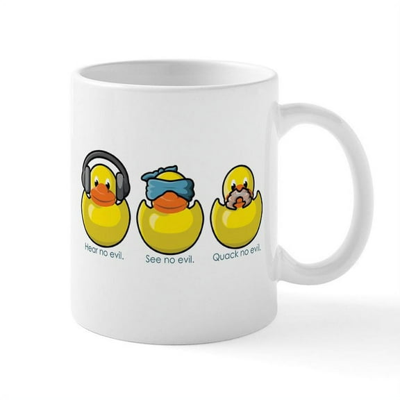 CafePress - No Evil Ducks Mug - 11 oz Ceramic Mug - Novelty Coffee Tea Cup