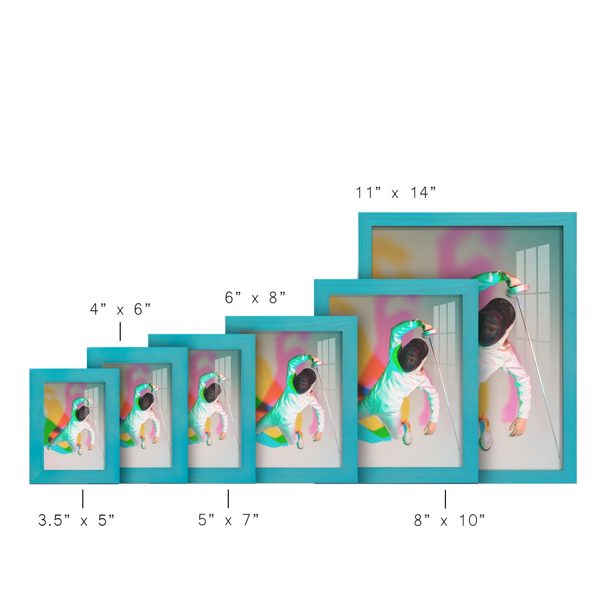 3.5x5 Wood Grain Picture Frame - Cyan