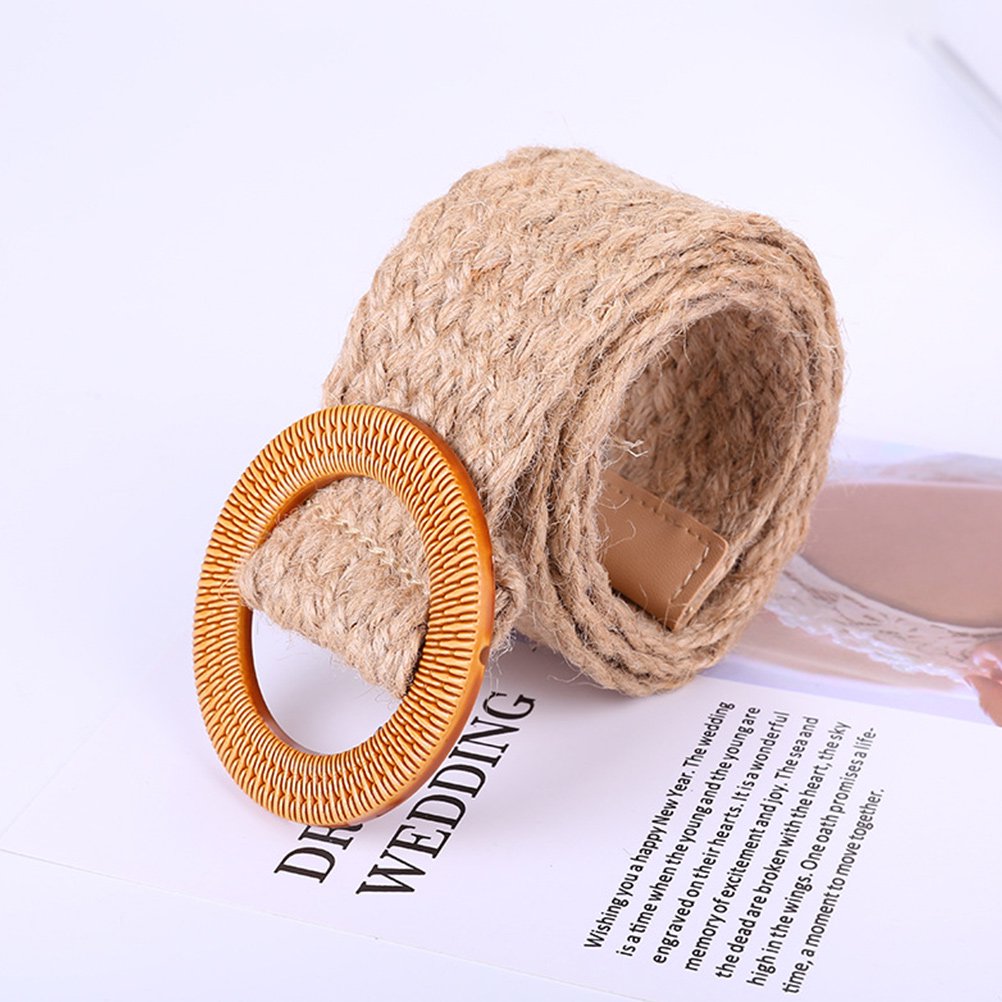 HOMEMAXS Women s Khaki Rope Belt with Round Buckle Stylish Fashion Accessory Craftsmanship 1 Piece