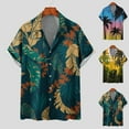 thumbnail image 6 of Aloohaidyvio men's shirts on for 6$,Mens Color Block Hawaii Print With Pocket Turndown Short Sleeve Shirt Blouse,Hawaiian Shirt for Men, 6 of 6