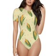 thumbnail image 1 of Balery Yellow Corn Body de cuello redondo de manga corta para mujer Tops de manga corta Tops básicos-Large, 1 of 7