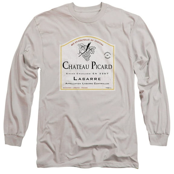 Star Trek Chateau Picard Long Sleeve Adult 18/1 T-Shirt Silver