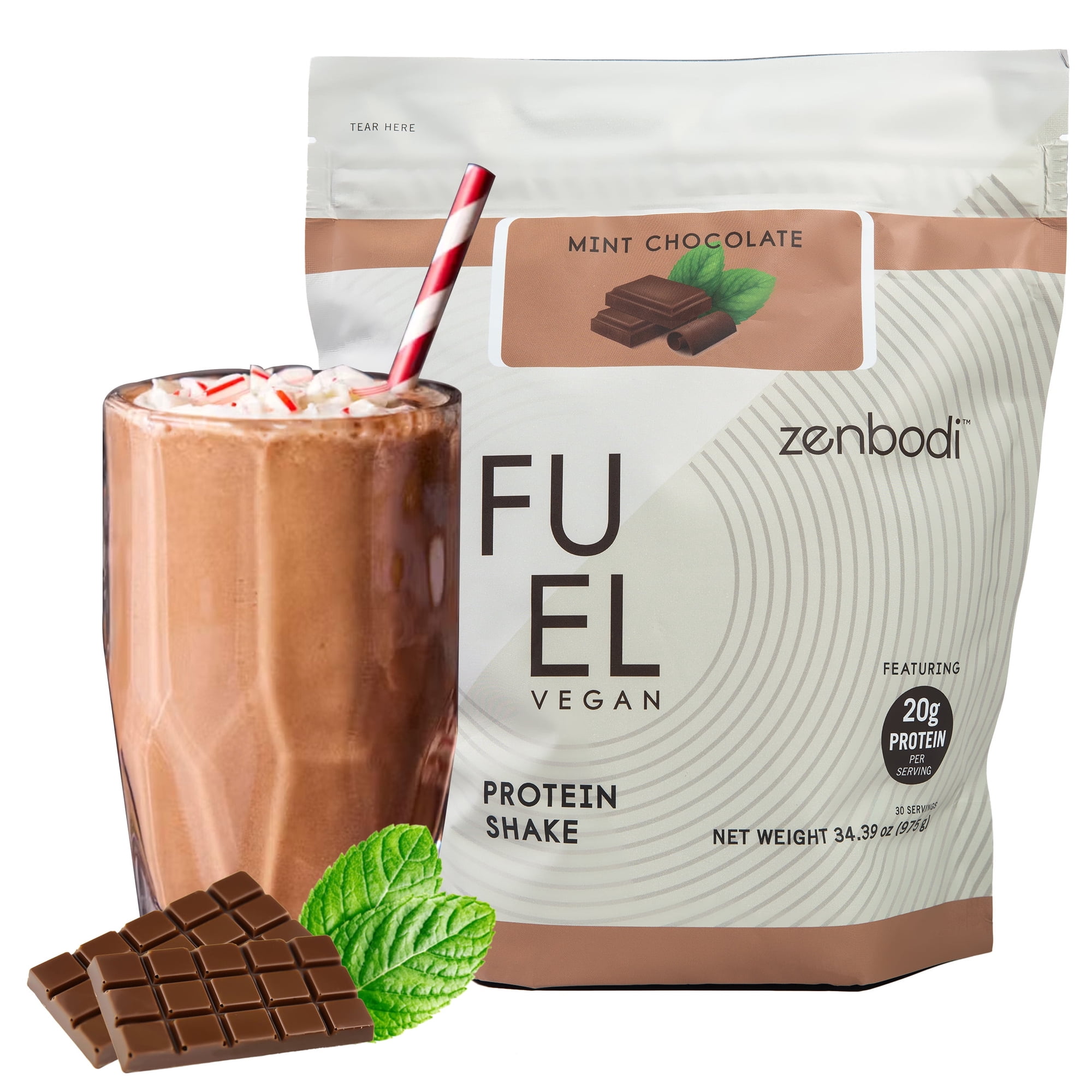 Zenbodi Fuel Vegan Protein Powder Mint Chocolate - 20g of Protein Each Serving, Delicious Plant-Based Blend for Muscle Growth, Crafted from Pea, with Vegan D3, No Artificial Flavors, Gluten-Free